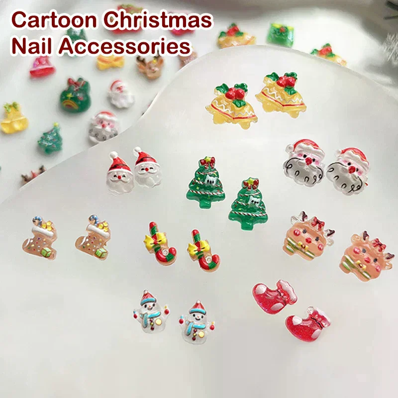 Mini décorations de noël en résine, 30 pièces, ornement à dos plat, fabrication de bijoux, accessoires de manucure pour coiffure