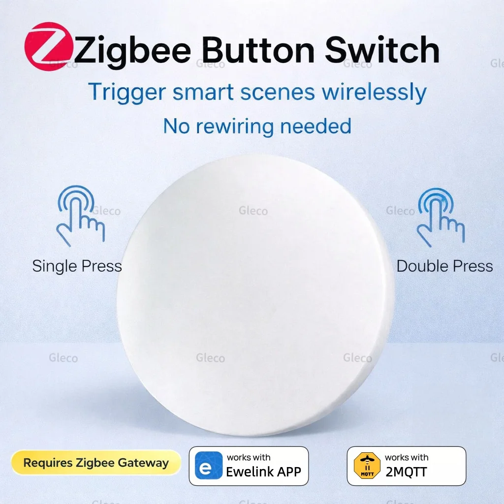 Zigbee Smart-Drucktaster Drahtloser Szenenschalter Ewelink App Fernbedienung Smart-Automation Szenario-Schalter Kompatibel mit Zigbee2MQTT