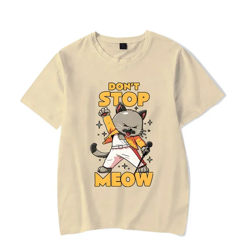 Funny Graphic T-shirt DON’T STOP MEOW Women Shirt Printing Singing Cat Short Sleeves Hip Hop Street Style Cute Cool Girl Shirts view 4