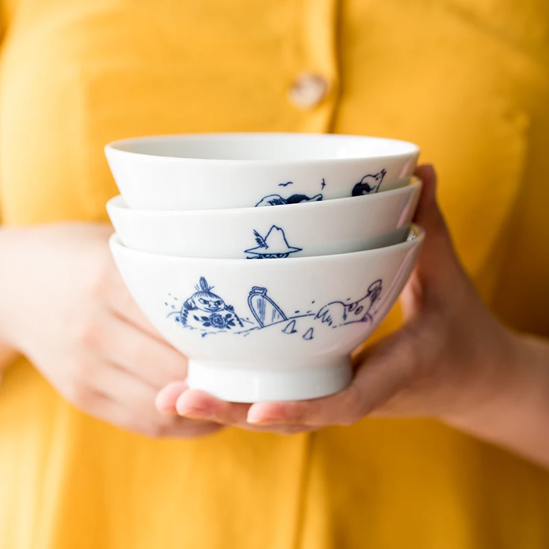 

Lewu Single Cartoon Blue And White Porcelain Rice Bowl Japanese Sle Hard Fine Porcelain Glazed Color Dinnerware for Home Use