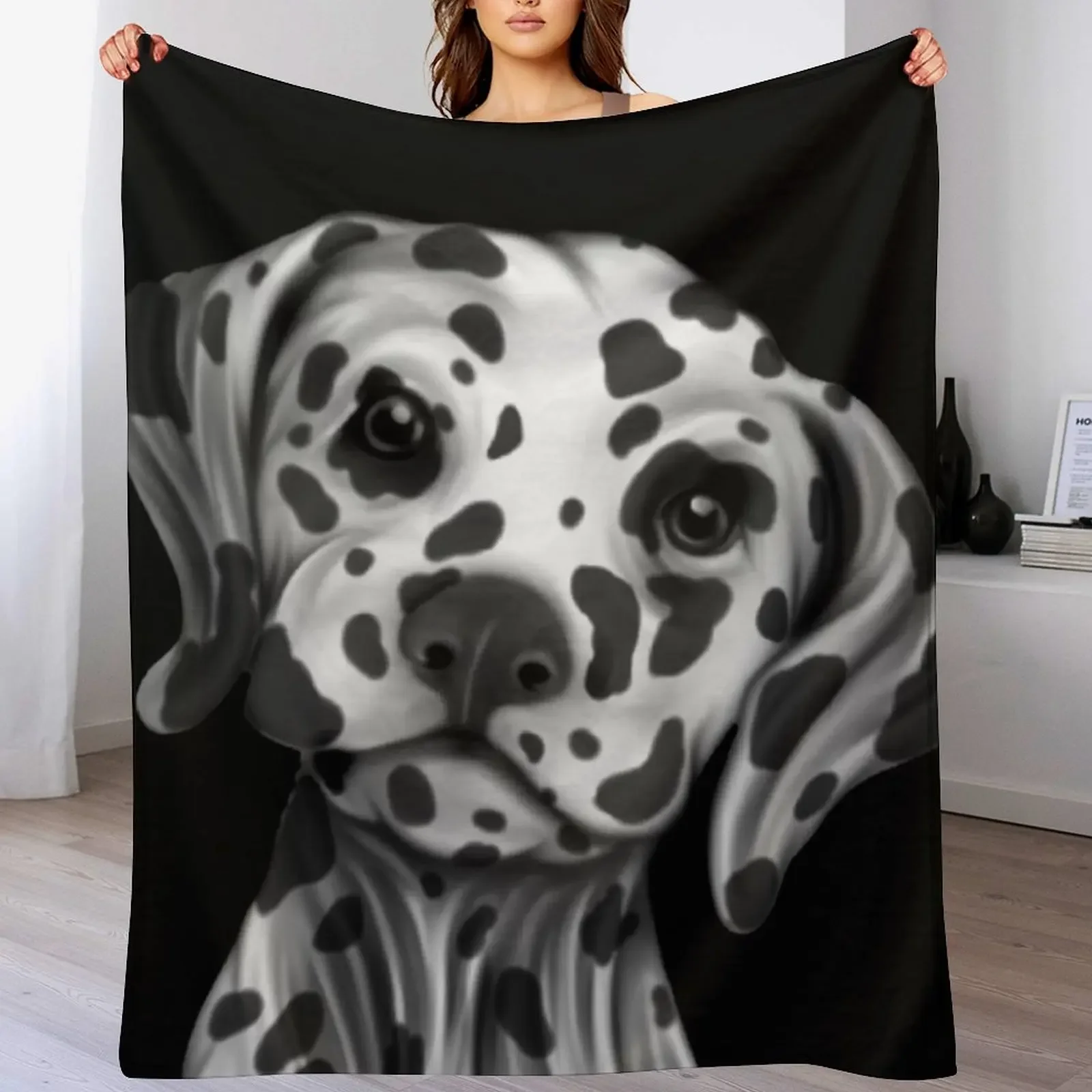 

Dalmatian Painting Throw Blanket Anti Shedding Soft Fuzzy Blanket for Home