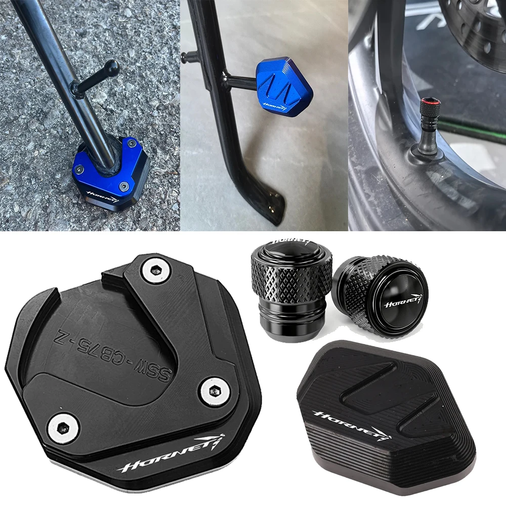 For Honda CB1000 CB750 CB 750 1000 HORNET Motorcycle Side Stand Enlarge Pad Foot Kickstand Auxiliary Foot pedal Tire valve caps