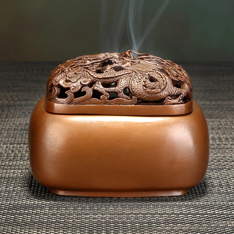 Copper Double Dragon Relief Ceremony Indoor Home Use Incense Burner