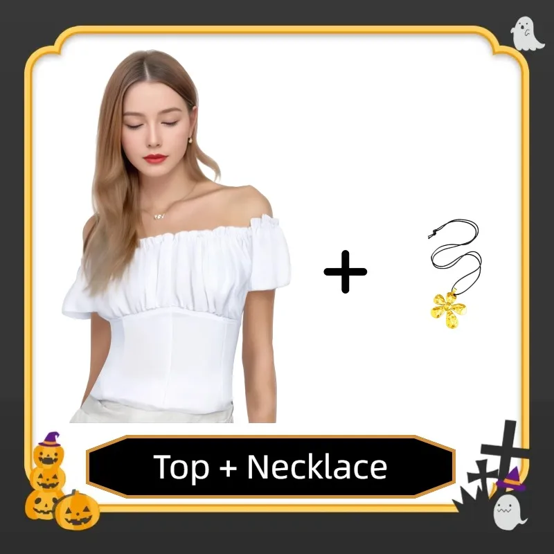 بلوزة فيكتورية جديدة مكشوفة الكتفين لعام 2025 - بلوزة صيفية بأكمام قصيرة من الدانتيل للنساء