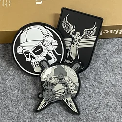 PVC Skull Patch Angel Tactical Morale Badge Hook and Loop Military Army Backpack Clothing Decorative Sticker Armband