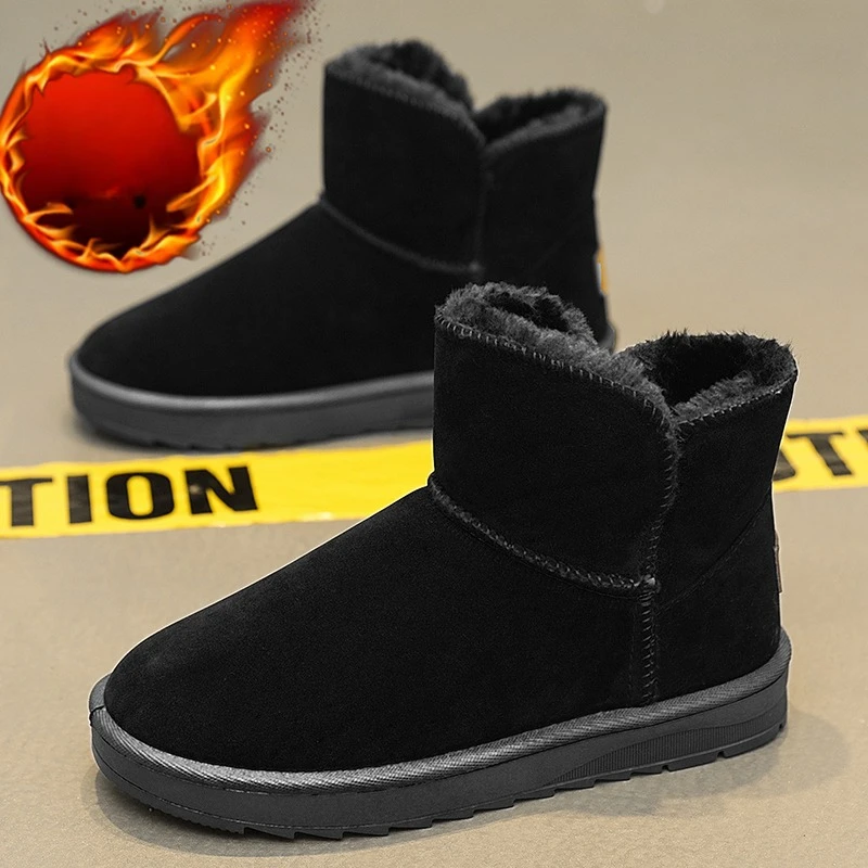 Faux Suede Thick Bottom Snow Boots Women 2026 Trend Warm Thicken Plush Cotton Shoes Woman Slip On Non Slip Winter Ankle Boots