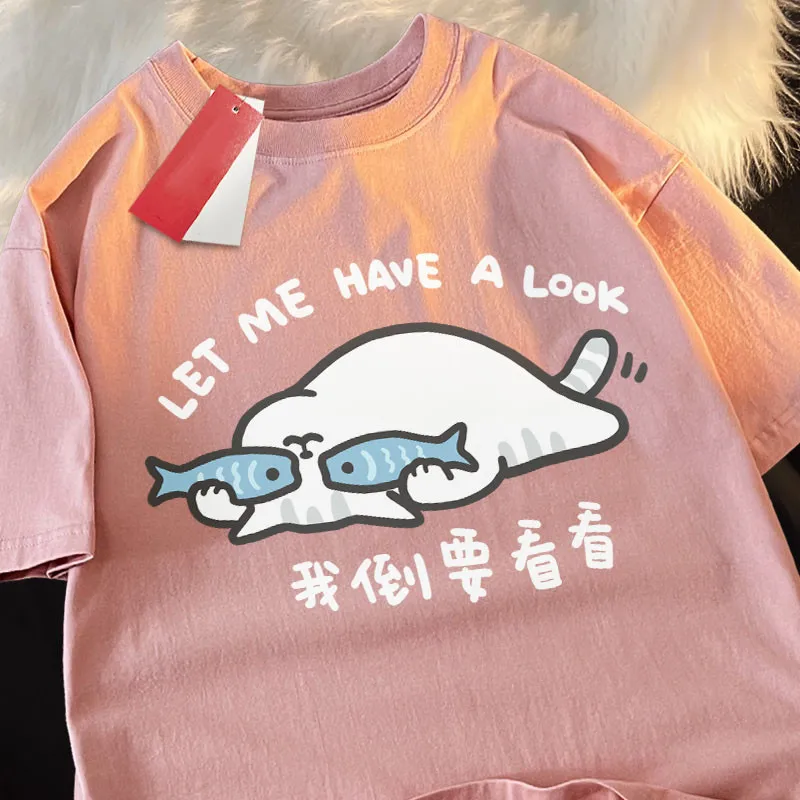 Retro Cute Style Printed Plus Size Loose Short-sleeved T-shirt Pregnant Women Summer Round Neck Top
