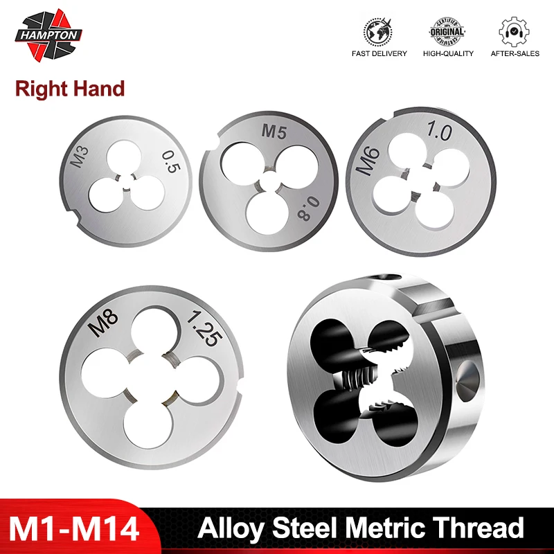 

HAMPTON 1pc Right Hand Thread Die M1 M2 M3 M4 M5 M6 M7 M8 M9 M10 M12 M14 M15 Alloy Steel Metric Thread Tool Metric Thread Die