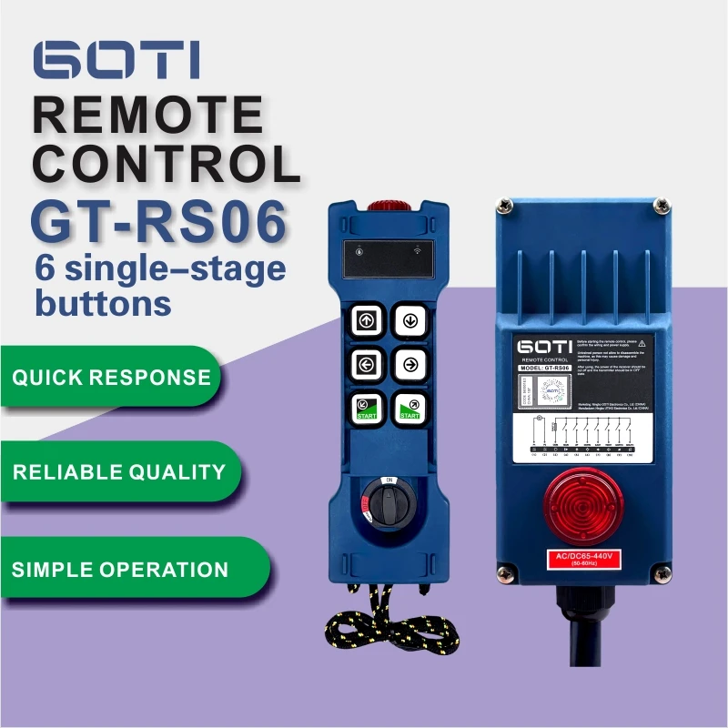 

Industrial Remote Control GT-RS06 Hoist Crane Lift Switch 6 Single Speed Buttons for Truck Hoist Crane Construction Machinery