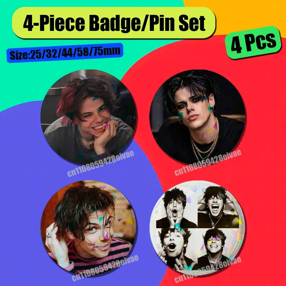 For Y-YUNGBLUD Lowlife Breakdown Badge Pin Insignia 4 Pcs Set Round Button Emblem Laser Film Clothes 32mm Custom