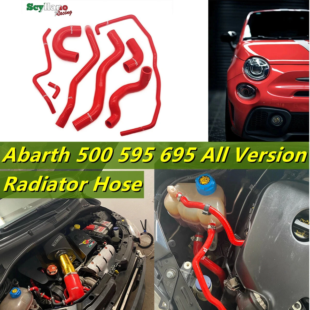 For Fits Fiat Abarth 500 595 695 All Versions Models Silicone Coolant Water Radiator Reinforced  Hose Tube Pipe Kit Set