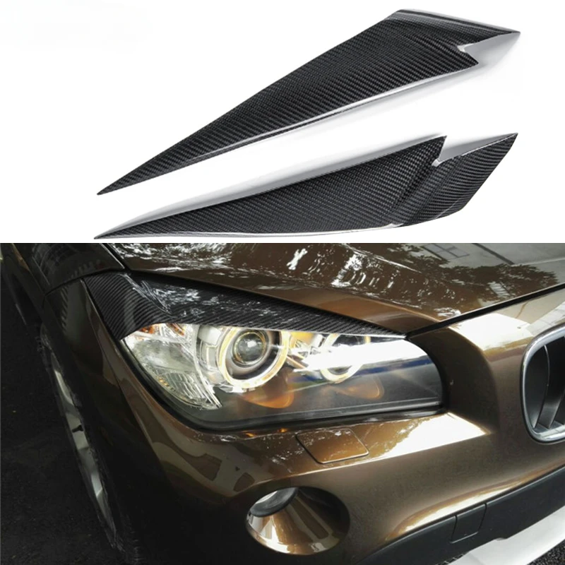 

1 Pair Carbon Fiber Front Headlight Eyebrows Cover Eyelids Trims for BMW X1 E84 2009-2014 Stickers Styling Car Accessories