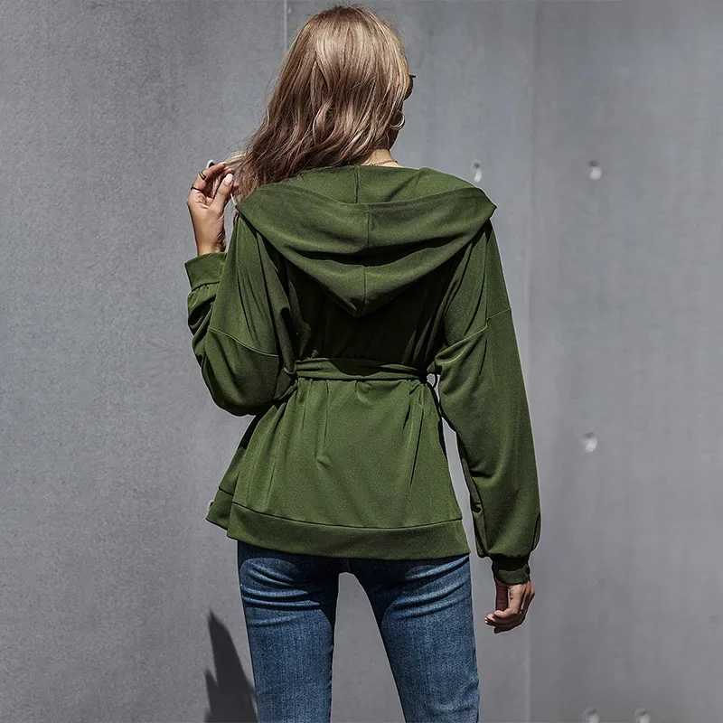 Style European and American Loose Slim Slim Tooling High Waist Fashion Casual Sports Long Sleeve Jacket WomenAutumn/winter New