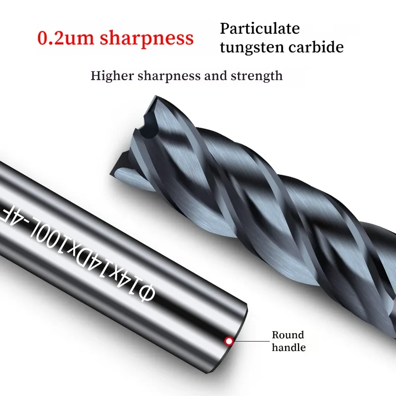 HRC70 4 Flute Carbide End Mill CNC High Efficiency Dynamic Milling Straight Shank Metal Cutter 1 2 3 4 6 8 12 16 18 20MM Shank
