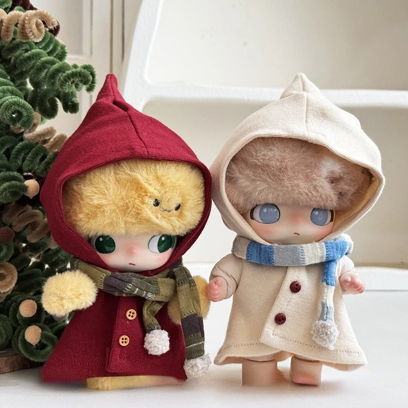 

Clothes For DIMOO And 1st 2nd 3rd Generation 15cm 17cm Labubu Doll Outfits Cozy Hooded Cloak With Scarf Set In Multiple Colors