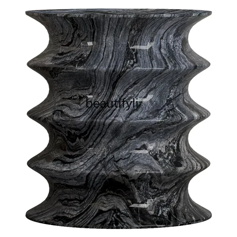 Italian minimalist natural marble edge few round personality light luxury living room sofa corner few designer models