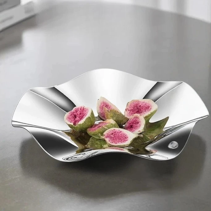 

Скандинавские тарелки с фруктами, декоративная тарелка из нержавеющей стали, лепестковый орнамент, подносы для хранения, креативный журнальный столик для гостиной, поднос для хранения