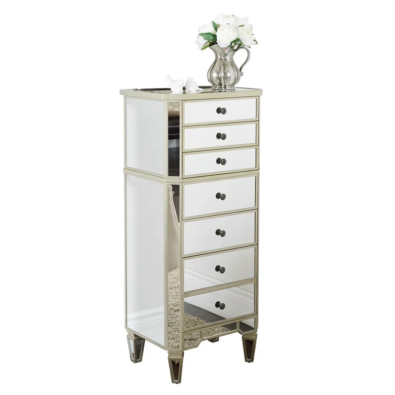 

Mirror Drawer Cabinet Bedroom American Solid Wood Storage Cabinet Modern Wall Shelf Locker