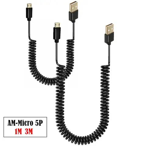 Mikro usb 5pin Erkek USB 2.0 Erkek Spiraller Sarmal Adaptör Kablosu Bahar Teleskopik Uzatma Kablosu Veri Senkronizasyon Şarj Cihazı