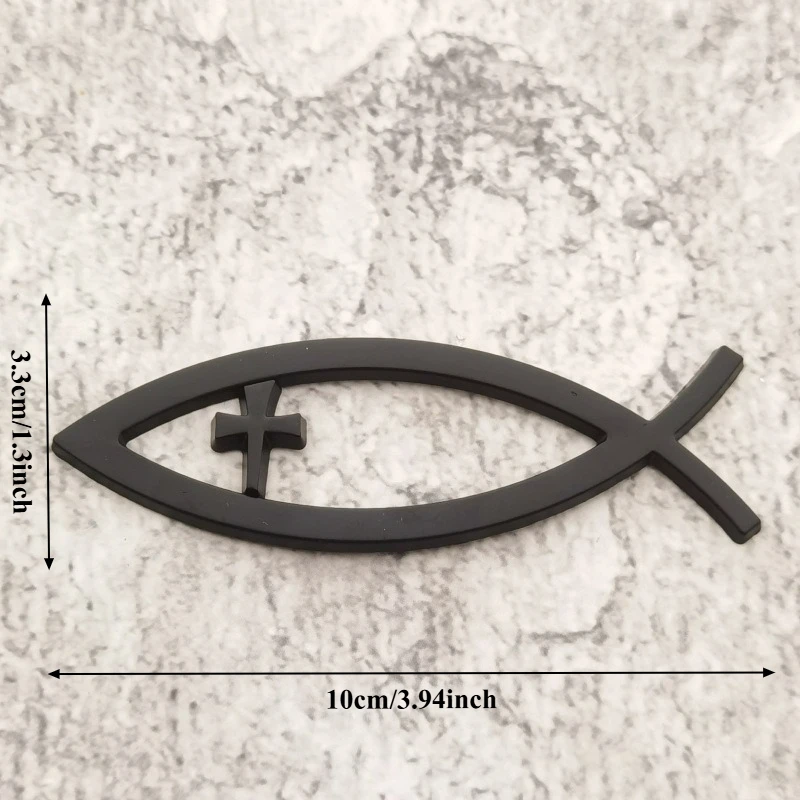 High-quality Modification 3D Metal Stickers Personalized Fish-shaped Pattern Cross Scratch Cover DIY Decorative Car Accessories
