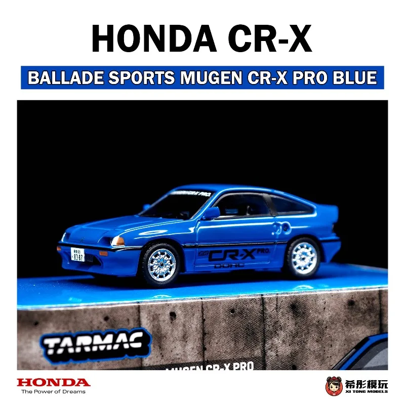 In stock: 1:64 Sports MUGEN CR-X dark blue alloy miniature replica car model, boy toy gift, room collection statue