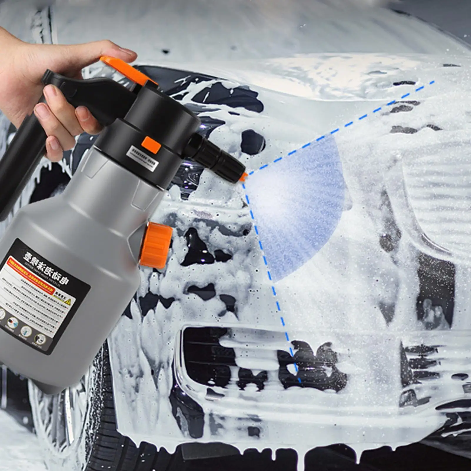 Pump Foam Sprayer 2L Portable Rechargeable With Measuring Cup Electric Foam Sprayer Car Wash For Auto Vehicle Home Kitchens
