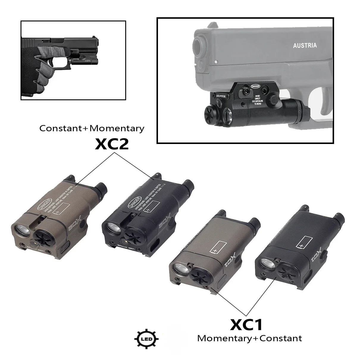 

SF XC1 XC2 Tactical LED Flashlight Upgrade Metal Pistol Scout Torch Glock 17 19 Airsoft Weapon Light Lanterna Rail