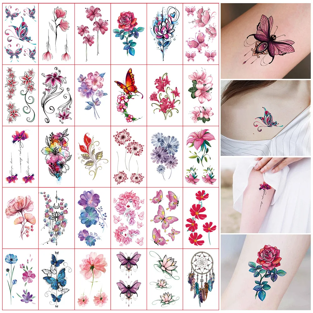 Waterproof Temporary Tattoo Sticker Fake Tatoo Women Waterproof Lasting Breast Sexy Butterfly Simulation Concealer Sticker