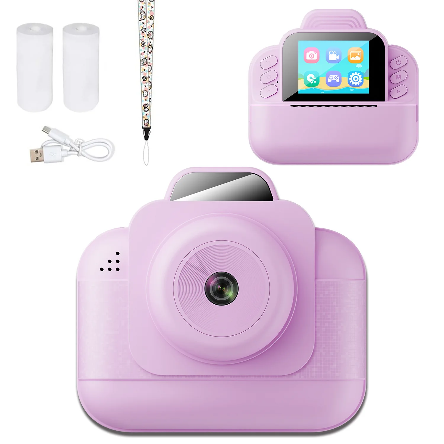 Foto portatile per bambini, fotocamera di stampa, videocamera digitale ad alta definizione regalo per ragazzi e ragazze, fotocamera giocattolo, supporto per memoria TF