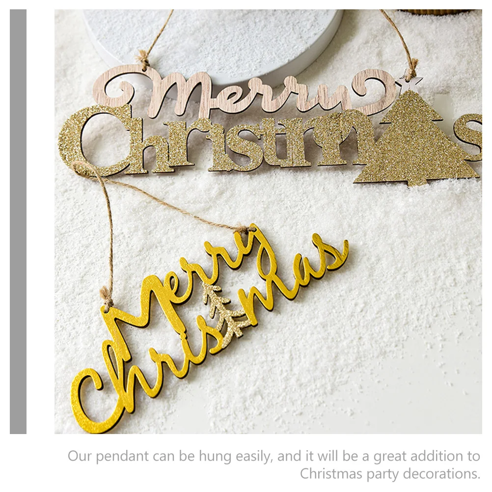 

2Pcs Christmas Tree Letter Sign Wooden Pendant Xmas Hanging Decor Party Supplies Christmas Decorations Xmas Wooden Pendants