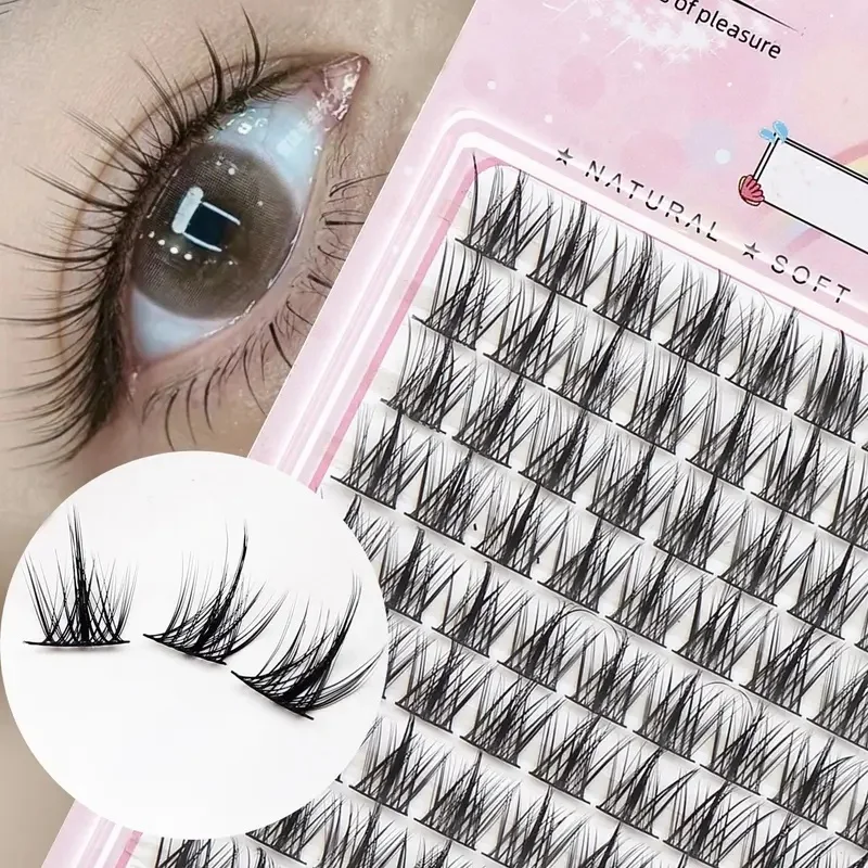 100Clusters Sunflower False Eyelashes Extension,10Rows DIY Lashes, Reusable, Natural&Cosplay Style, C Curl, Mixed Length 11-13mm