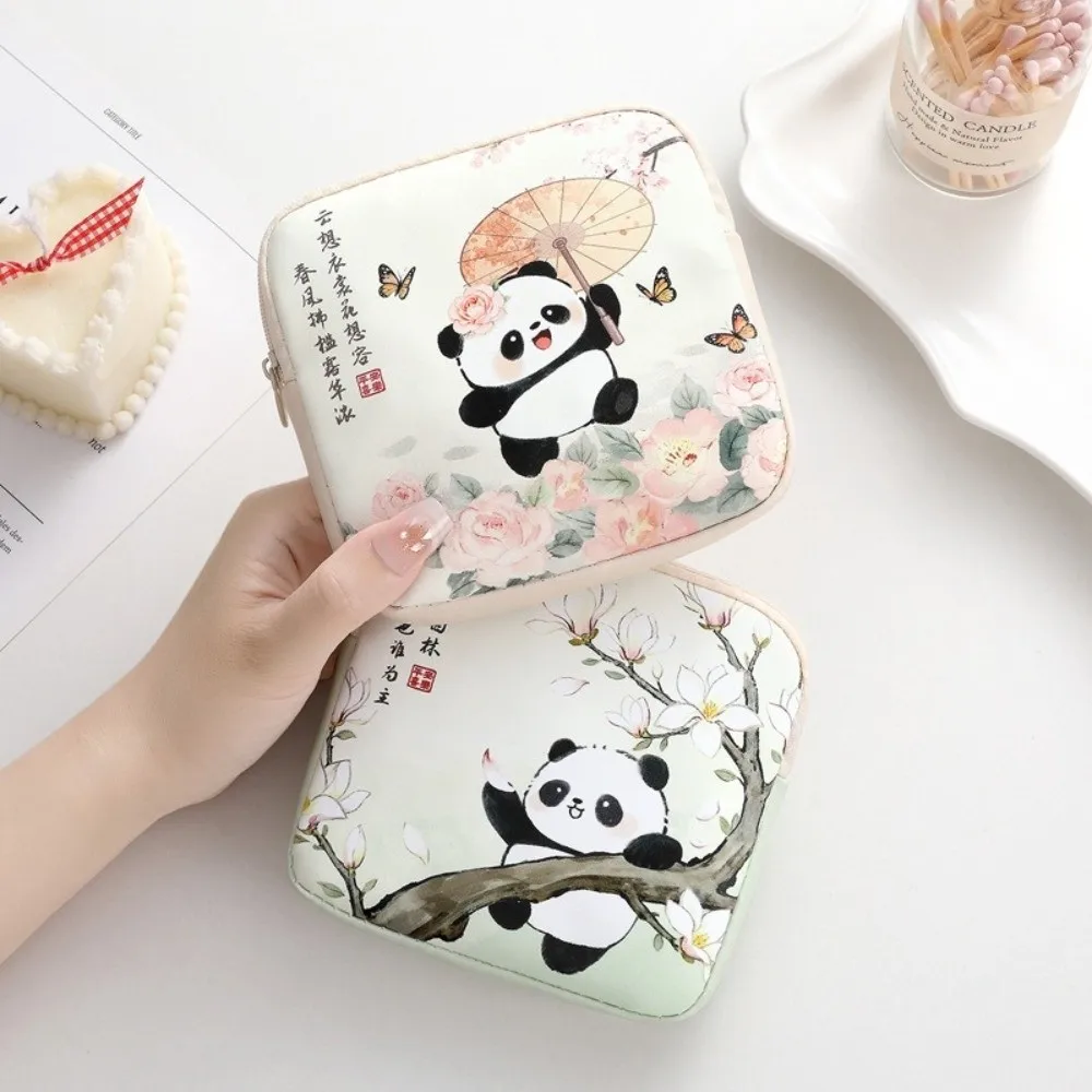 New PVC Sanitary Pads Bag Large Capacity Multipurpose Cosmetic Bag Panda Lipstick Earphones Storage Coin Purse