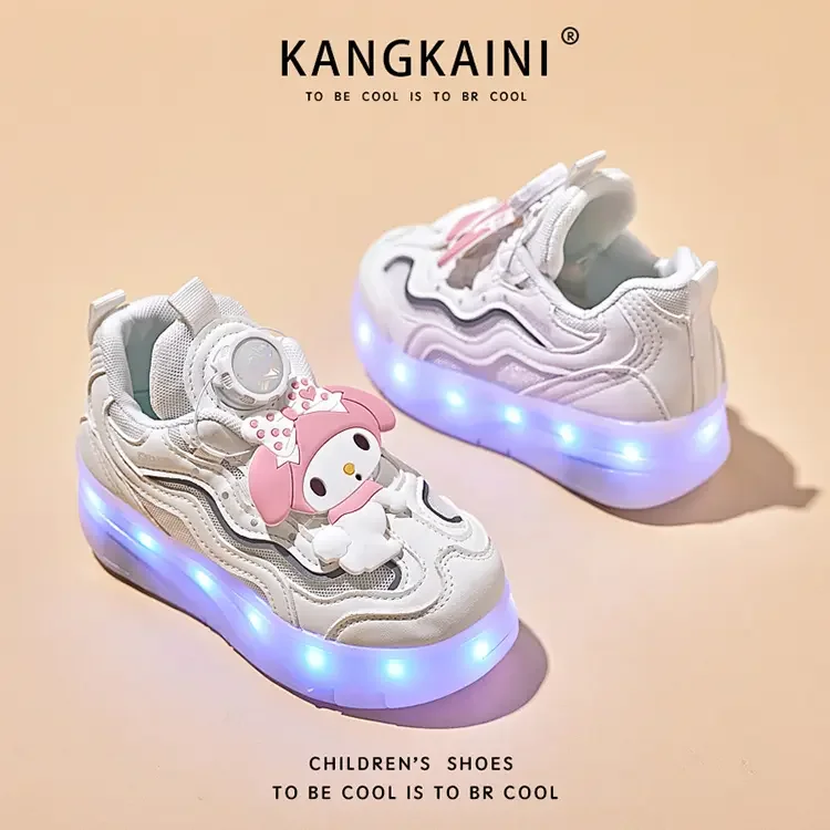 Sepatu Roller Skating anak-anak, sneaker olahraga jalan luar ruangan, lampu LED 2024