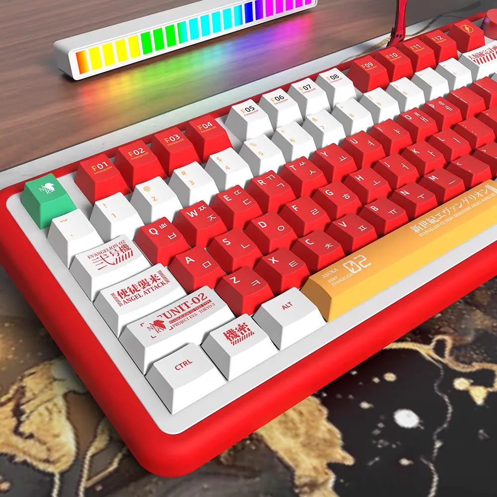 139/156 Keys EVA 02 Theme Keycaps PBT DYE SUB Key Caps For MX Switch Mechanical Keyboard Anime Cherry Profile Keycap Set