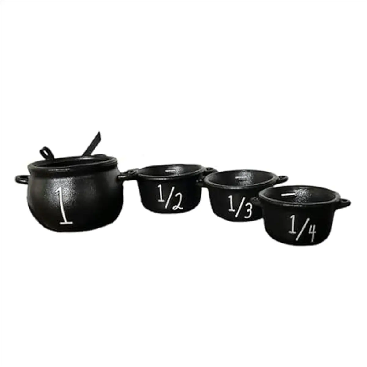 AT16 Mini Witch Cauldron Set,4pc Small Cauldron,Mini Witch Cauldron Candy Bucket Cauldron Measuring Cups Halloween Decoration