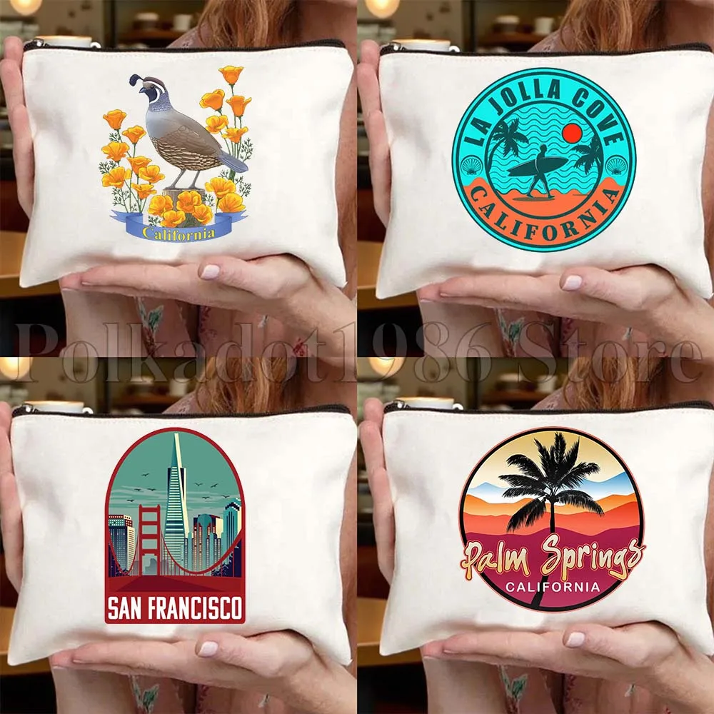 San Francisco California Golden Gate Bridge Canvas Bag Travel Cosmetic Bag Women Man Makeup Case Fashion Toiletry Storage Bag