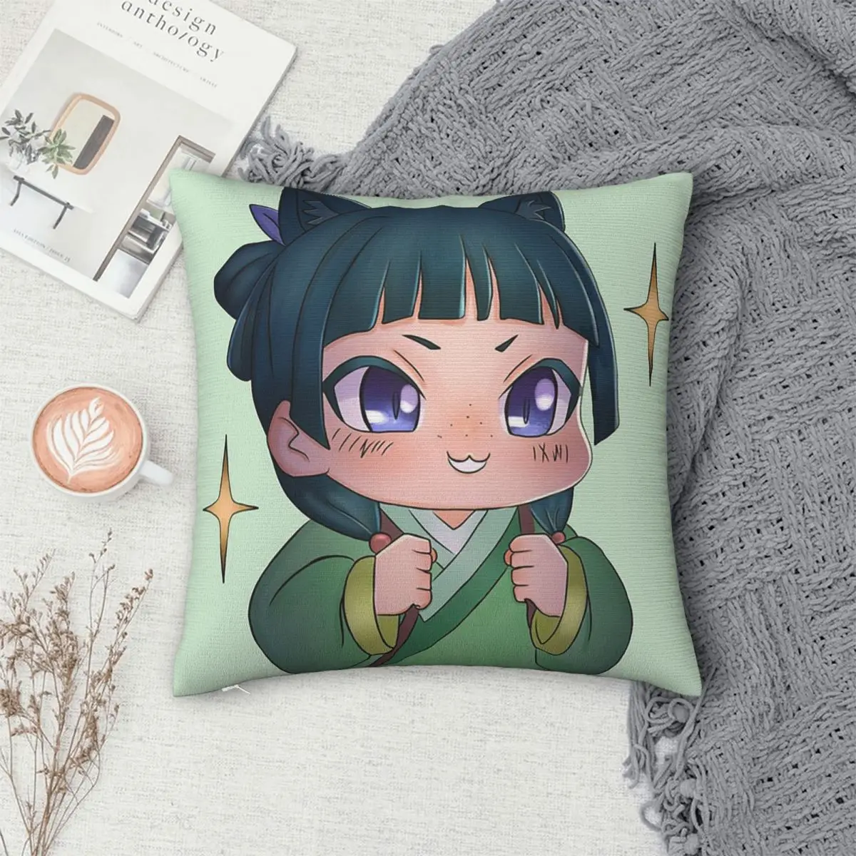 

Декоративная наволочка на квадратную подушку с молнией «Дневники аптекаря» (Маомао) в стиле аниме для дома и комнаты