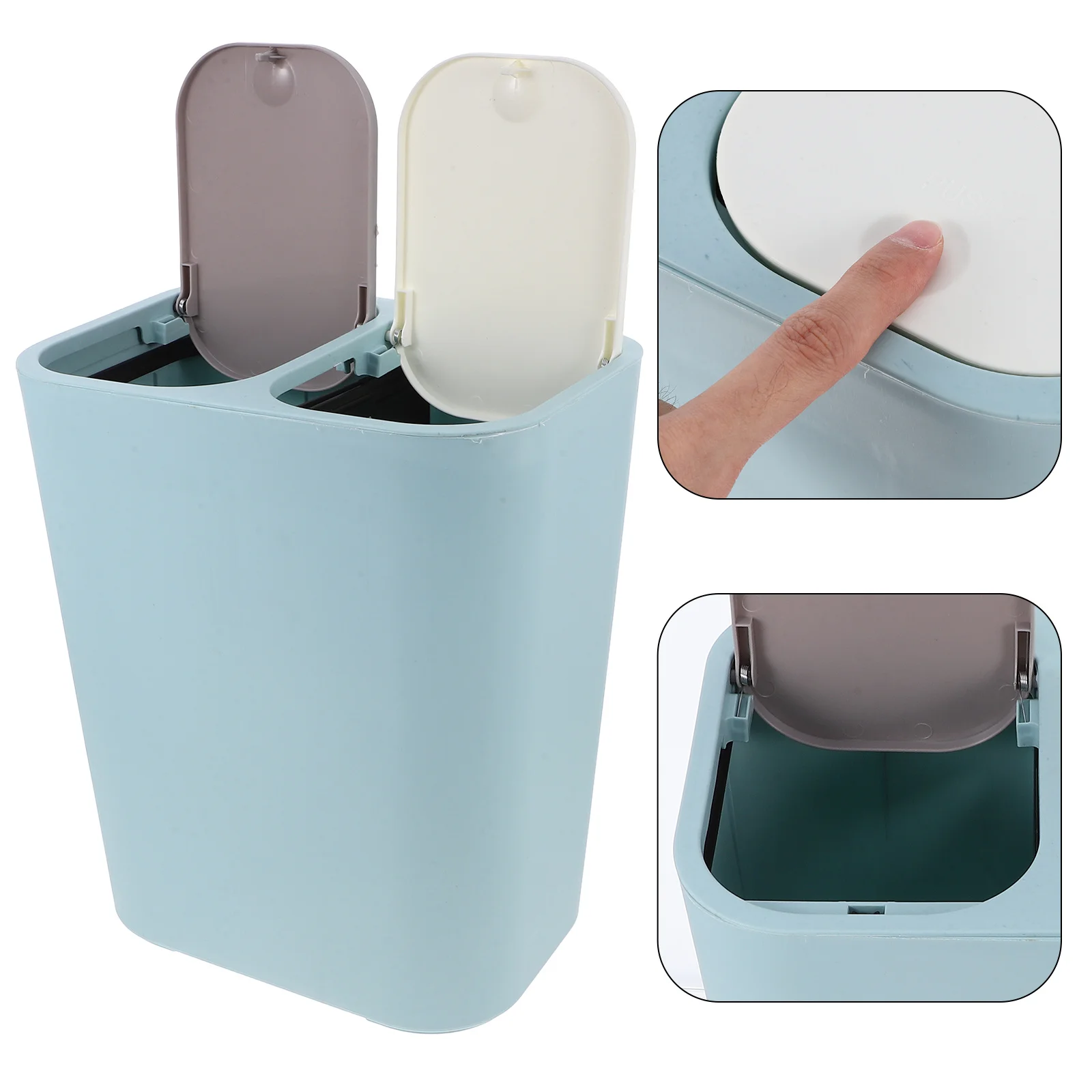

2 Compartments Dry Wet Separation Trash Can Plastic Pp Material Kitchen Bathroom Dual Recycling Bin Home Waste Container