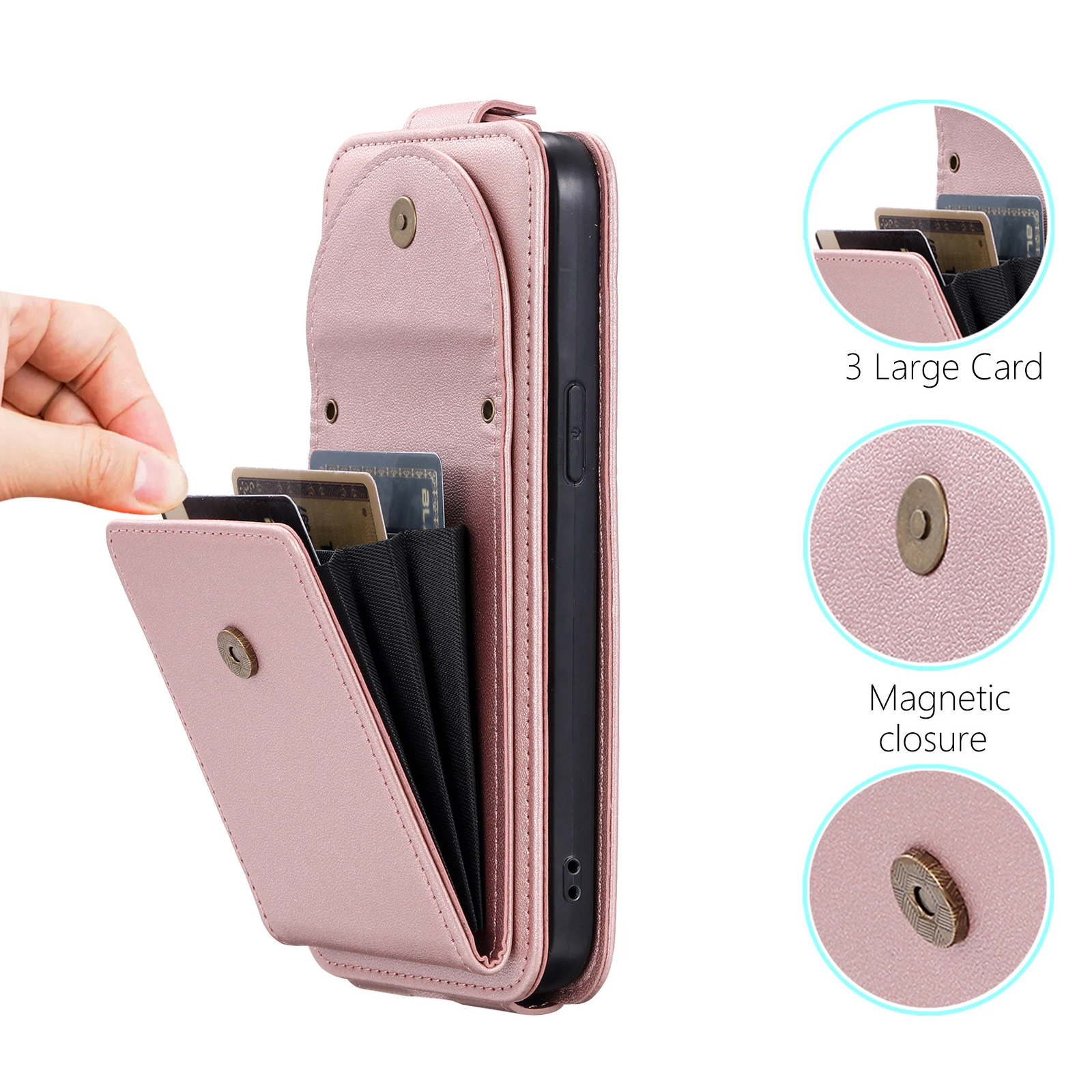

Vertical Open UP Down Leather Flip Case For Motorola Moto Edge 50 Neo Fusion Ultra Pro Crossbody 4 Cards Pocket Phone Cover