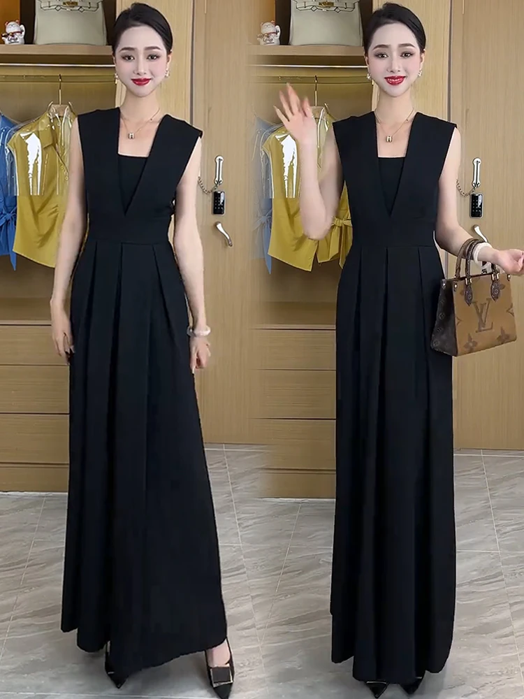 

Faionable High-End Women's One-Piece Summer 2025 Wide Leg Pants Design Sense oulder Strap Slimming Long Trousers Trendy