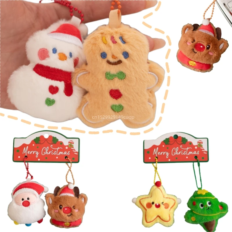 8 cm cartoon mini kerst pluche pop kerstman boom sneeuwpop peperkoek ster elanden knuffel woondecoratie cadeau voor kinderen