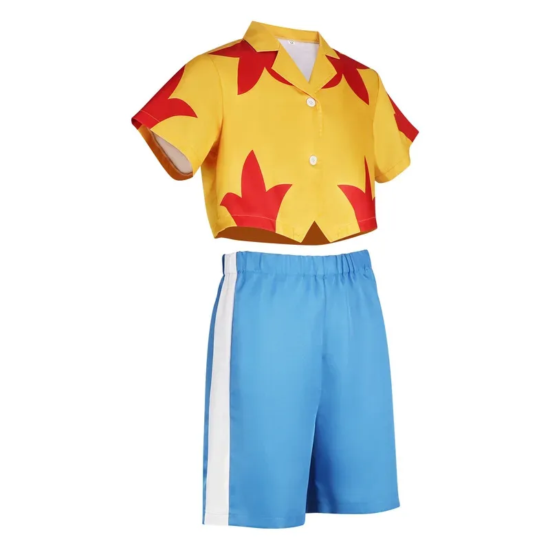

COSda@Evil Doctor Jummmba Jookiiiba Animal Cosplay Hawaii Style Summer Beach Clothing Yellow Shirt Blue Pant Man CustomizedCOSd