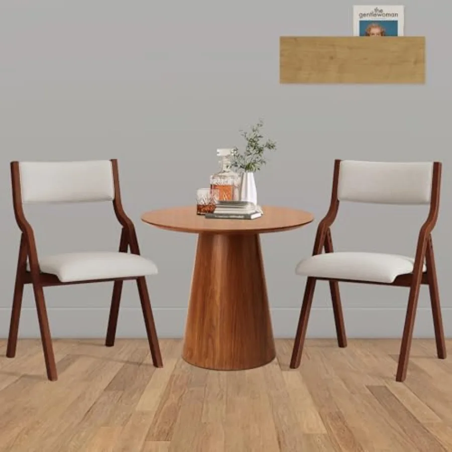 

Upholstered Folding Chairs Set of 2 with Ergonomically Designed Back and Solid Wood Frame for Dining Room and Office Indoor and