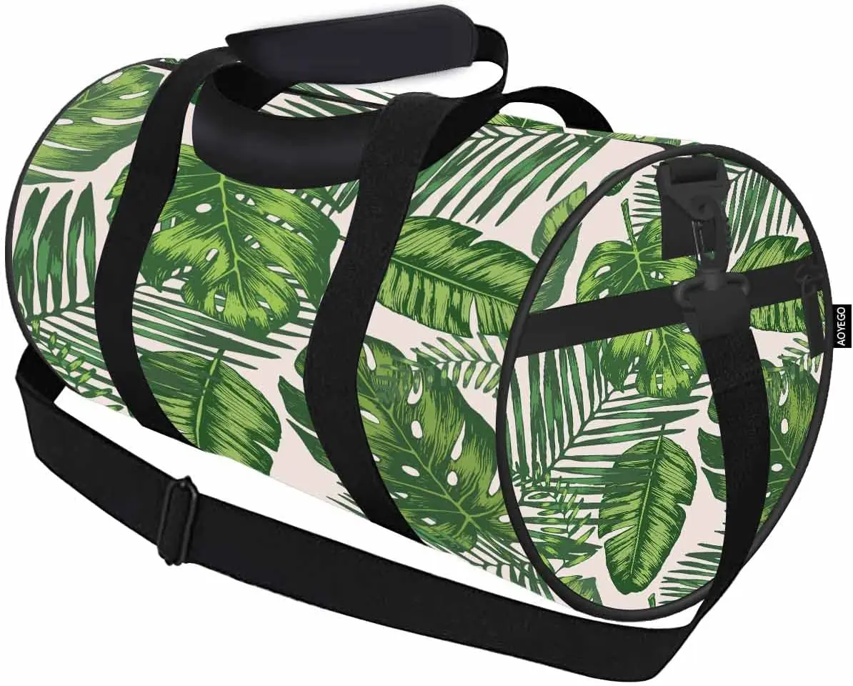 

Palm Leaves Duffle Bag Tropical Green Palm Unisex Sports & Travel Bag Lightweight Weekender Overnight Bag