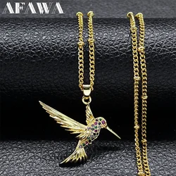 Aesthetic Hummingbird Animal Bird Copper Pendant Necklace Stainless Steel Clavicle Chain for Women Girl Gift Jewelry collar