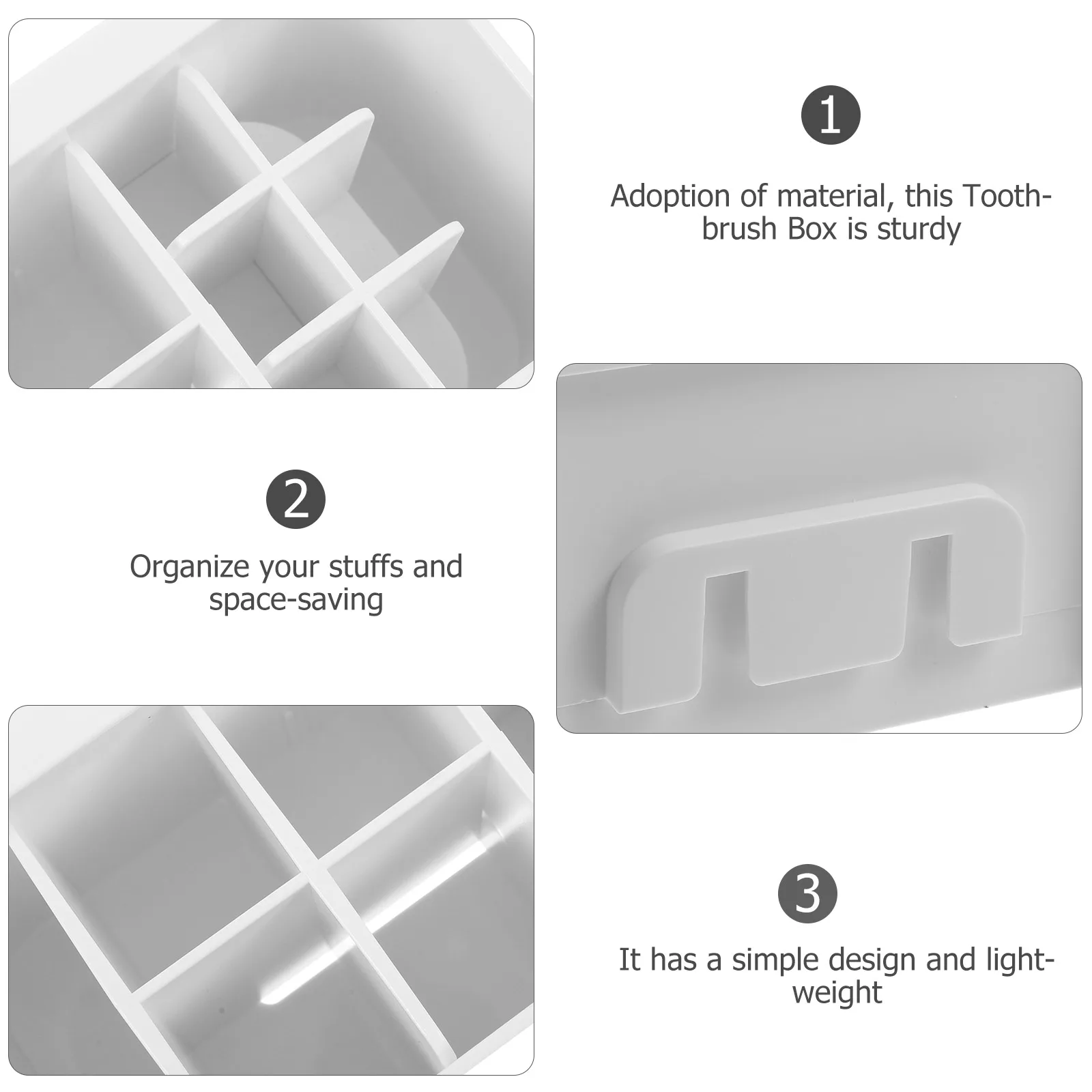 

Toothbrush Holder Abs Material Bathroom Organizer Storage Rack Small Size Desk Decor Container Space Saving Design