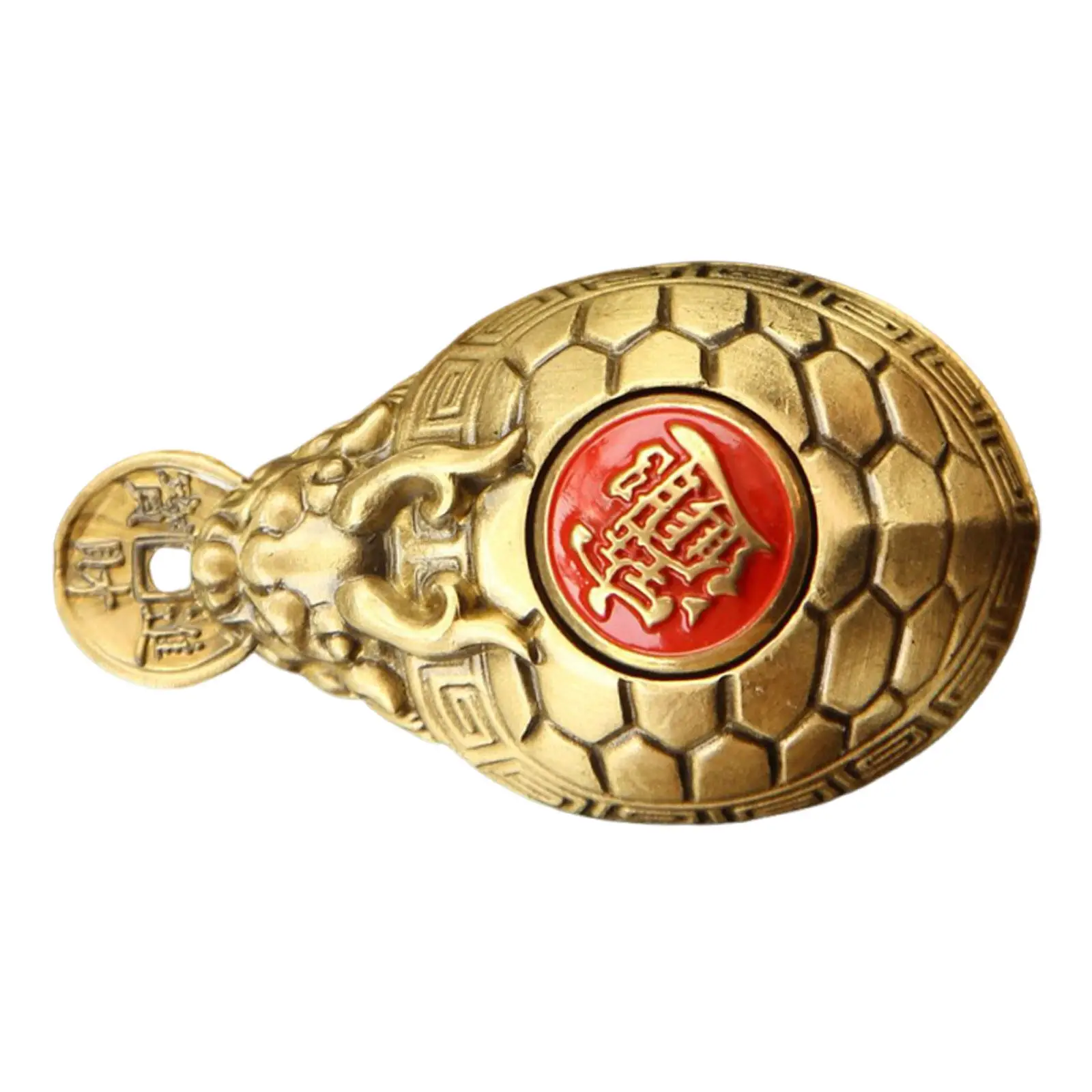 Brass Dragon Turtle Feng Shui Wealth Statue Desk Ornament Prosperity Lucky Decor Traditional Chinese Carved Patterns