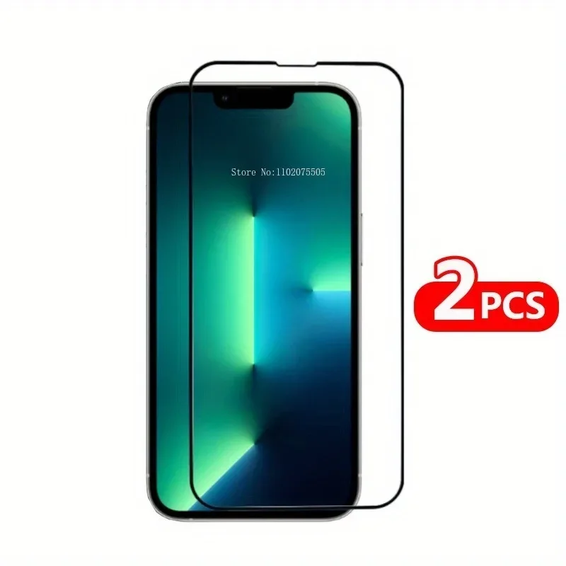 2Pcs Full Cover Protective Glass For IPhone 11 Pro Max 12 13 Mini 7 8 15 Plus Screen Protector For IPhone 14 Pro X XR XS Max