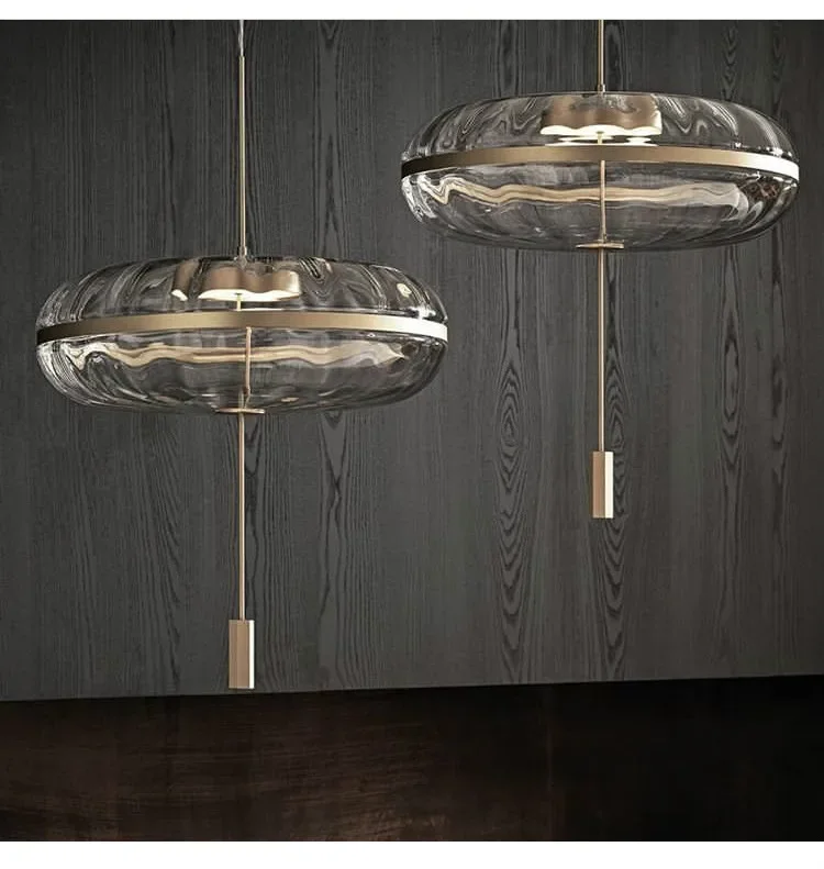 Post modern designer light luxury water ripple oval restaurant Nordic simple model room glass