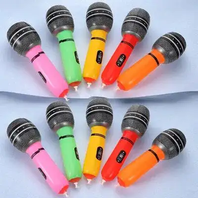 10pcs Inflatable Microphone Prop Realistic Simulation Design For Stage Performance Party Favor Role Play Activity Pretend Play